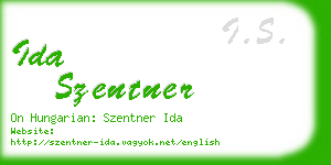 ida szentner business card